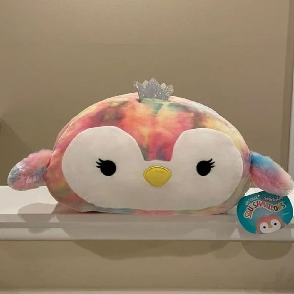 Squishmallows Louisa The Penguin 14" Stackables 2021 Plush Rainbow Tie-Dye NWT